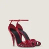 Sandalias de tacón con diseño de jaula en piel charol