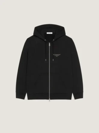 Sudadera con capucha y cremallera de felpa con estampado del sello de Givenchy