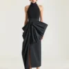 Falda midi de polifaille con detalle de lazo Falda midi de polifaille con detalle de lazo