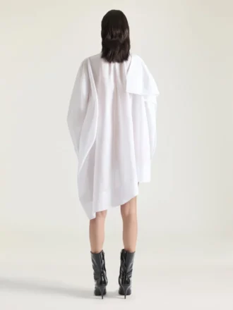 Vestido camisero asimétrico de algodón con detalle de lazo