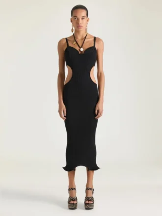 Vestido con aberturas laterales en punto elástico