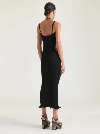 Vestido con aberturas laterales en punto elástico