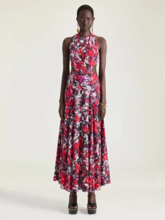 Vestido con aberturas y estampado floral
