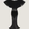 Vestido con volantes de malla