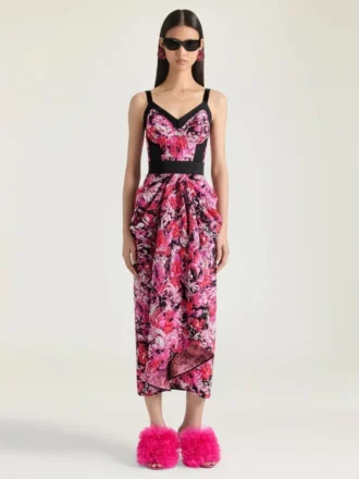 Vestido de jacquard floral