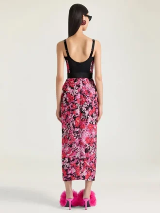 Vestido de jacquard floral