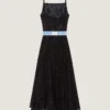 Vestido de noche con aberturas en encaje y lentejuelas Vestido de noche con aberturas en encaje y lentejuelas