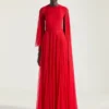 Vestido de noche drapeado en gasa con capa Vestido de noche drapeado en gasa con capa