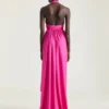 Vestido drapeado con cuello halter en jersey Vestido drapeado con cuello halter en jersey