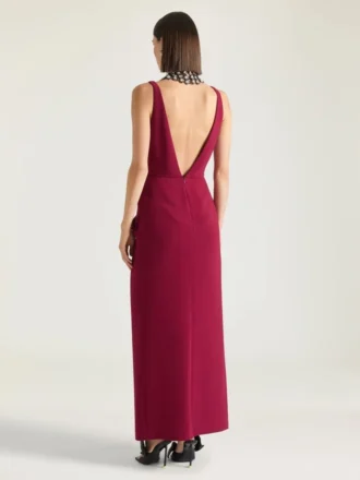 Vestido largo cruzado en crepé cady