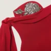 Vestido largo de noche tipo bustier en crepé con lazo y lentejuelas