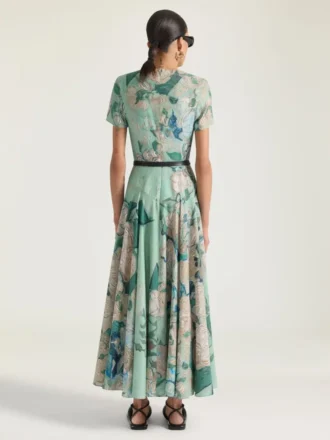 Vestido largo de viscosa con estampado de rosas