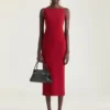 Vestido midi con cortes en crepé cady Vestido midi con cortes en crepé cady