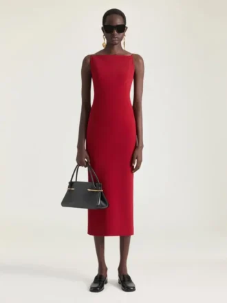 Vestido midi con cortes en crepé cady