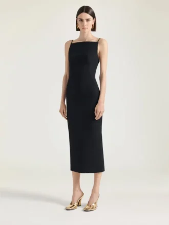 Vestido midi con cortes en crepé cady