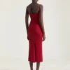 Vestido midi con cortes en crepé cady Vestido midi con cortes en crepé cady
