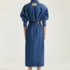 Vestido tipo capullo en denim azul medio Vestido tipo capullo en denim azul medio