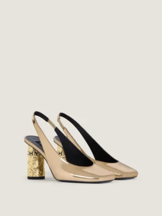 Zapatos de tiras traseras en piel con efecto espejo