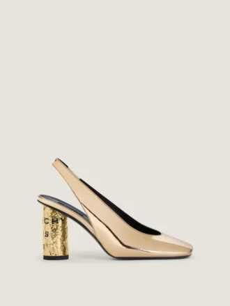 Zapatos de tiras traseras en piel con efecto espejo